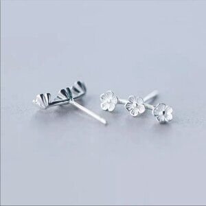 Sterling Silver 925 Flowers Stud Earrings
